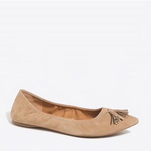 J Crew Factory Suede Tassel Stretch Flats